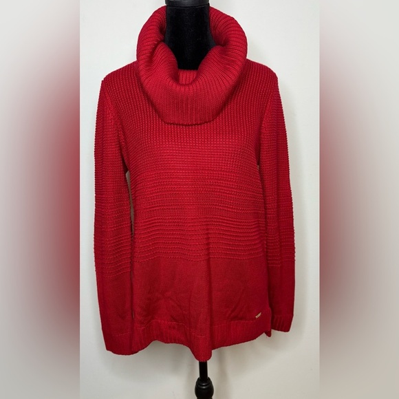 Calvin Klein women’s Red Cowl neck sweater split hem Small Excellent condition - Picture 2 of 8